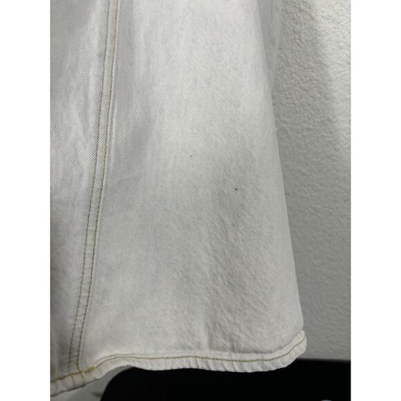 7 For All Mankind Denim Overall Dress Size Small Blue White Mini Bib - Picture 11 of 12